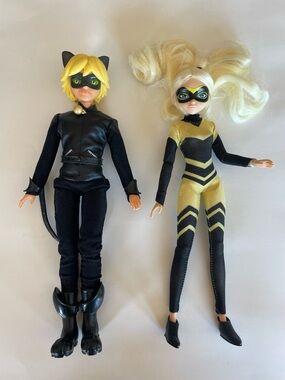 ZAG Heroez Miraculous Ladybug Cat Noir & Queen Bee 10/11"  Articulated Dolls